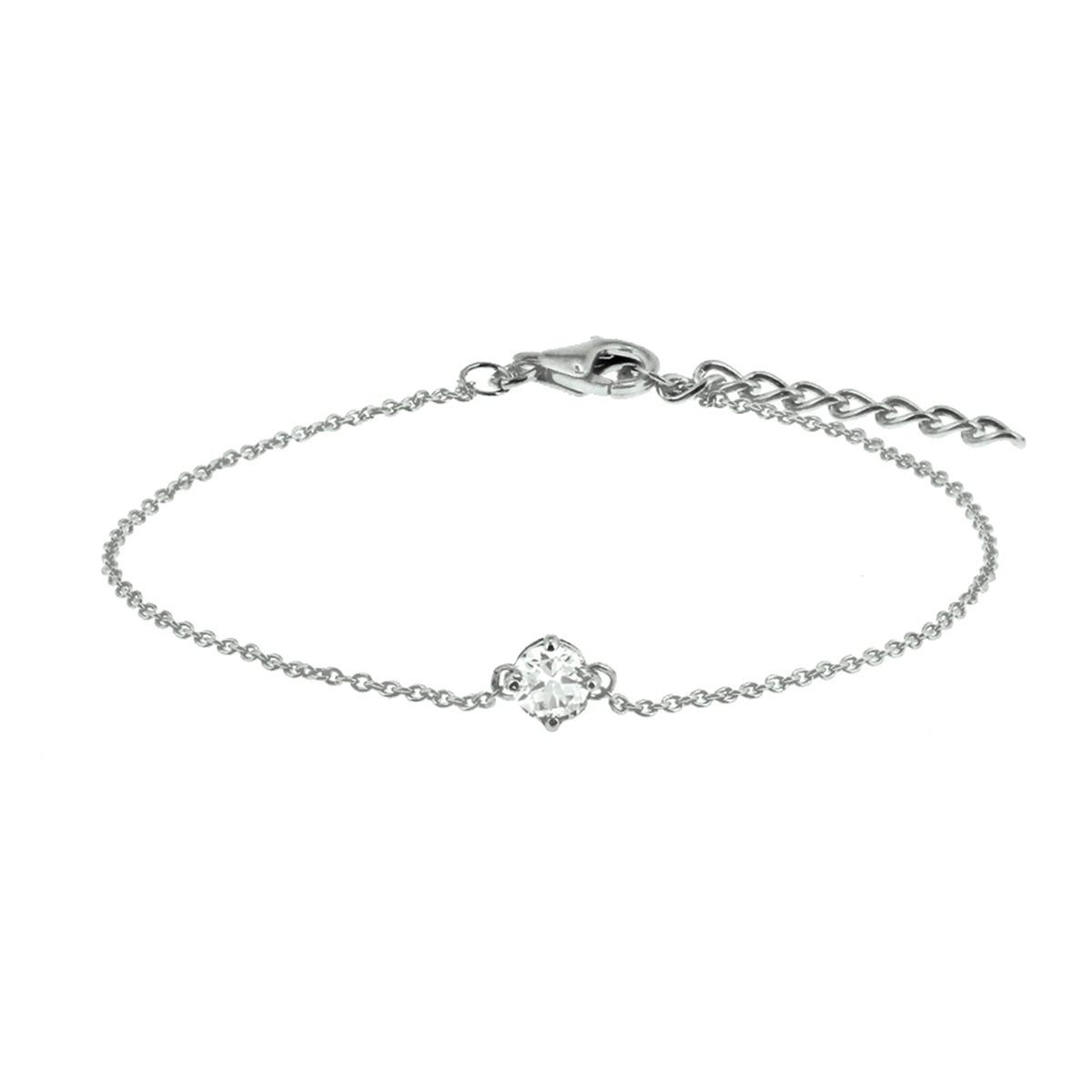 Armband zirkonia 16,5 + 2,5 cm zilver gerhodineerd