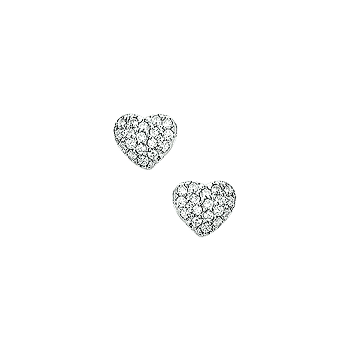 Oorknoppen hart zirkonia zilver gerhodineerd