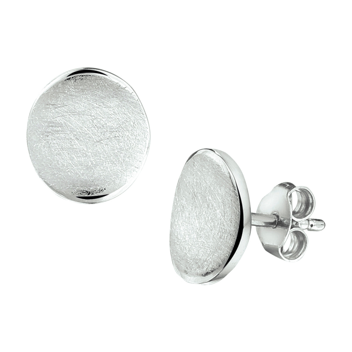 Oorknoppen gescratcht zilver gerhodineerd