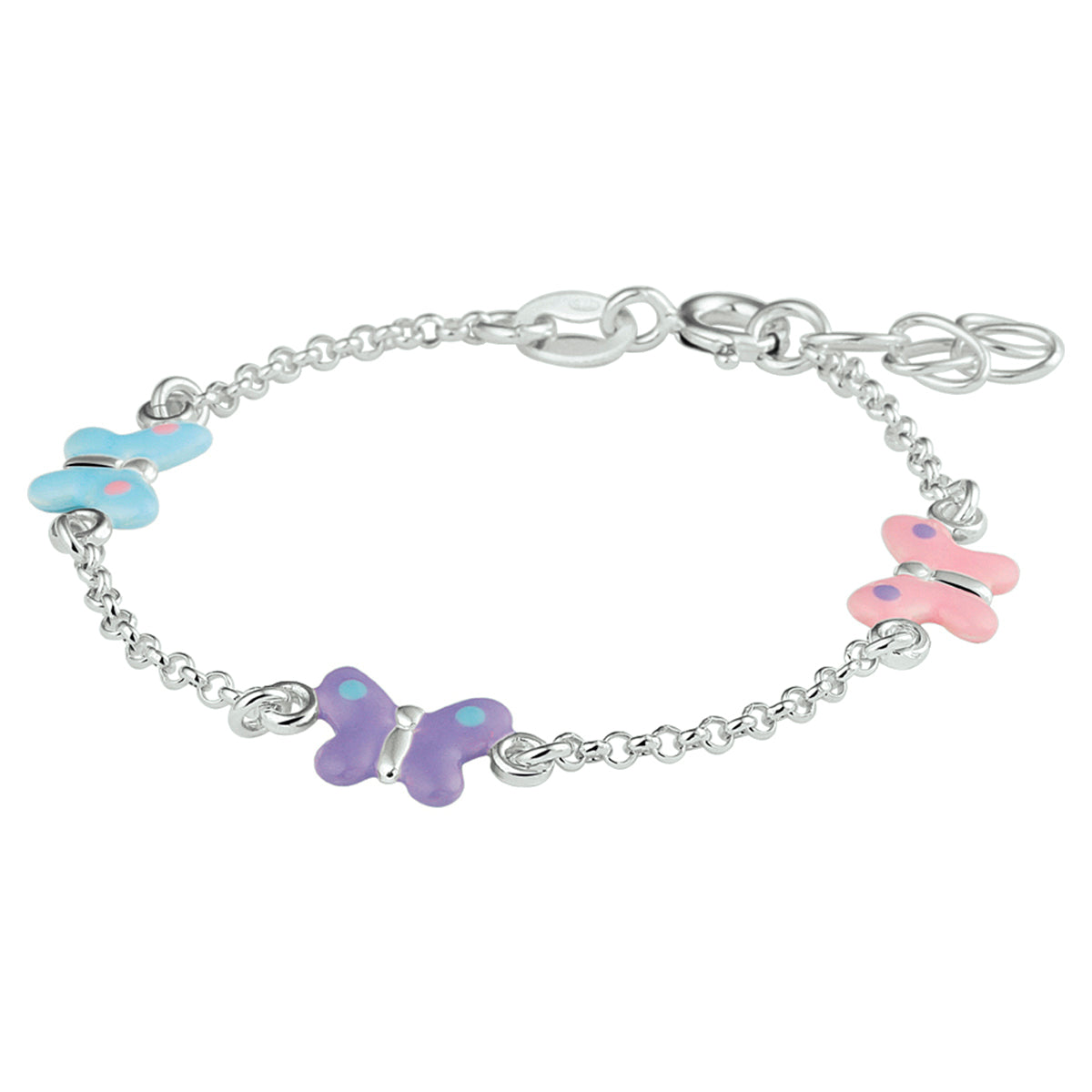 Armband vlinder 1,7 mm 13 + 2 cm zilver gerhodineerd