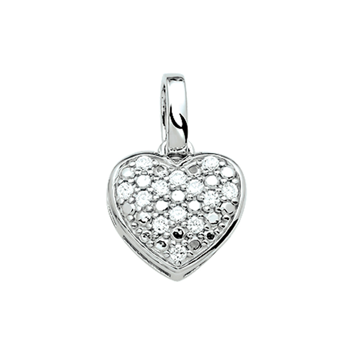 Hanger hart zirkonia zilver gerhodineerd