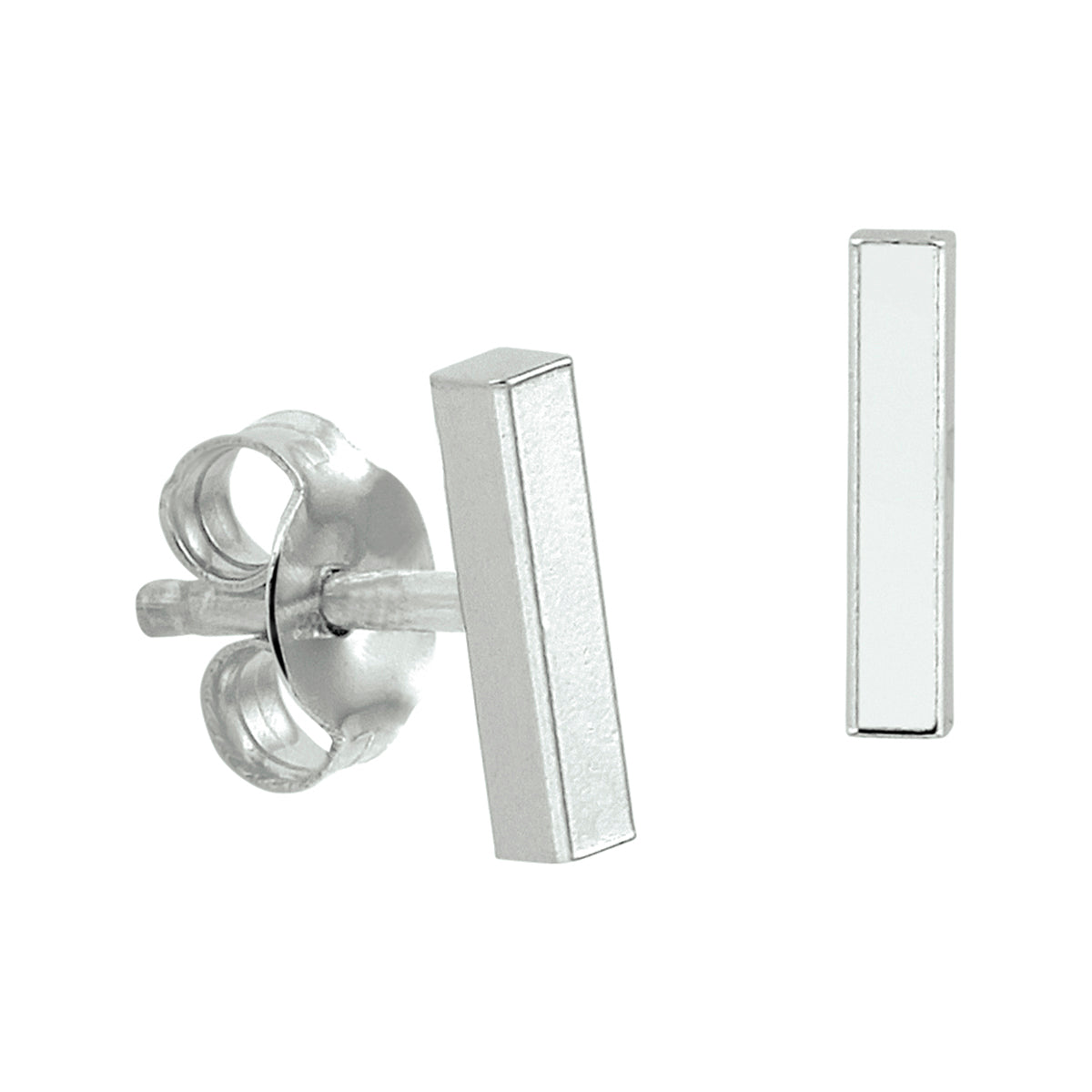 Oorknoppen balkje zilver gerhodineerd