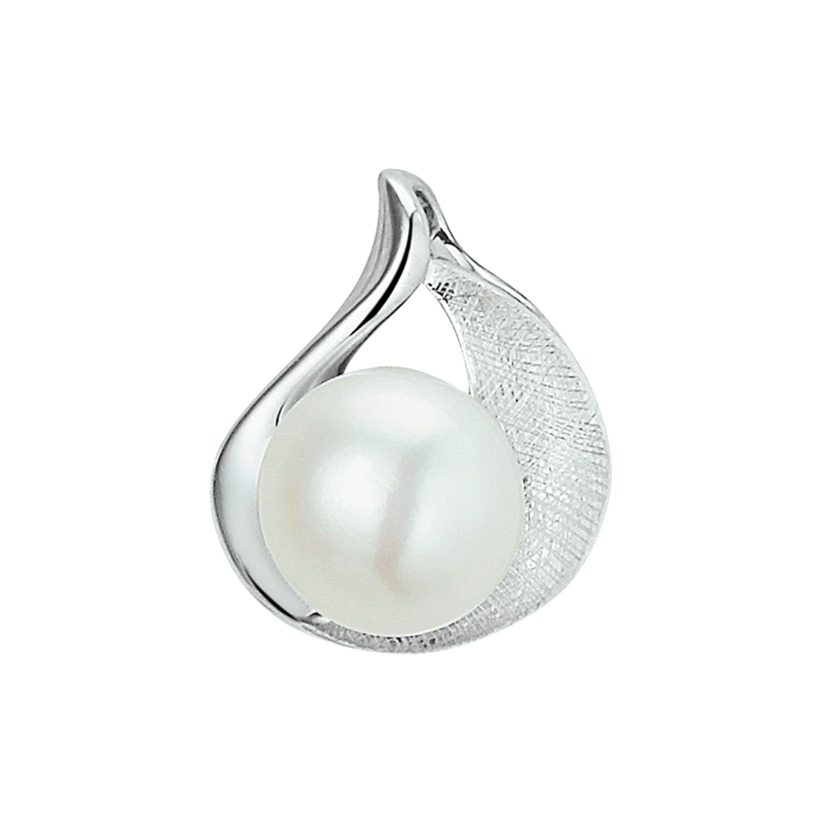 Hanger gescratcht parel zilver gerhodineerd