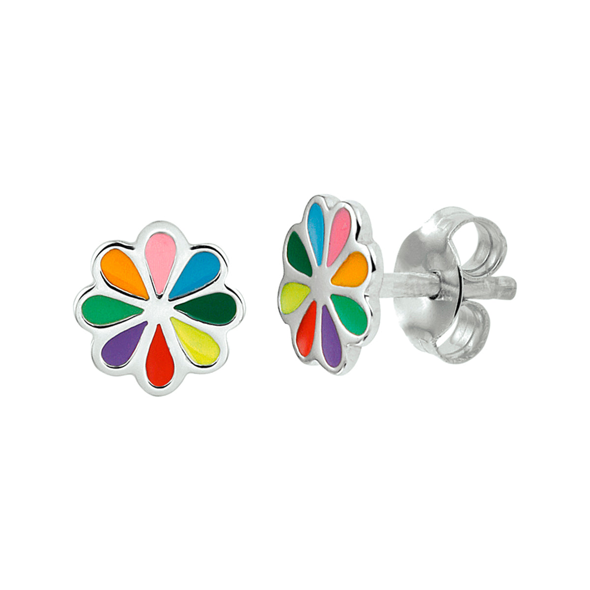 Oorknoppen bloem zilver gerhodineerd