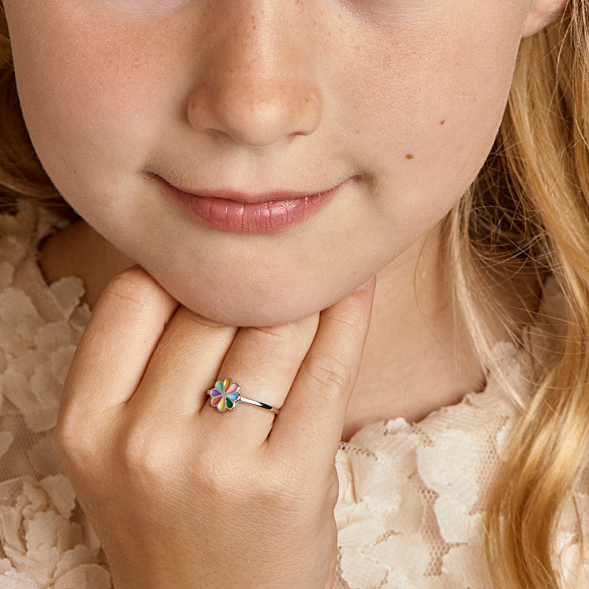 Ring bloem zilver gerhodineerd