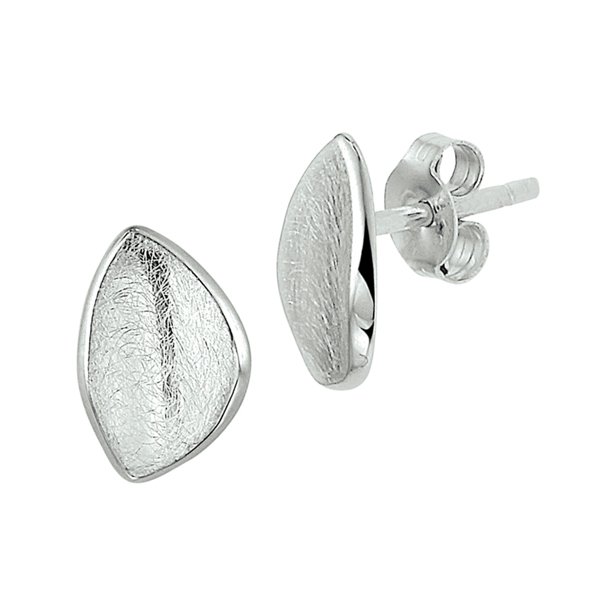 Oorknoppen gescratcht zilver gerhodineerd