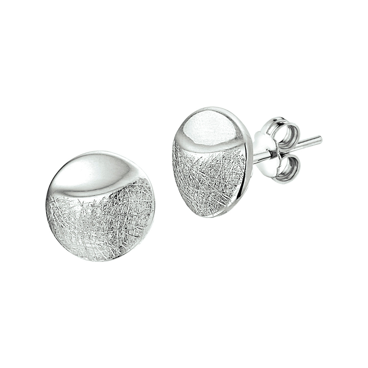 Oorknoppen gescratcht zilver gerhodineerd
