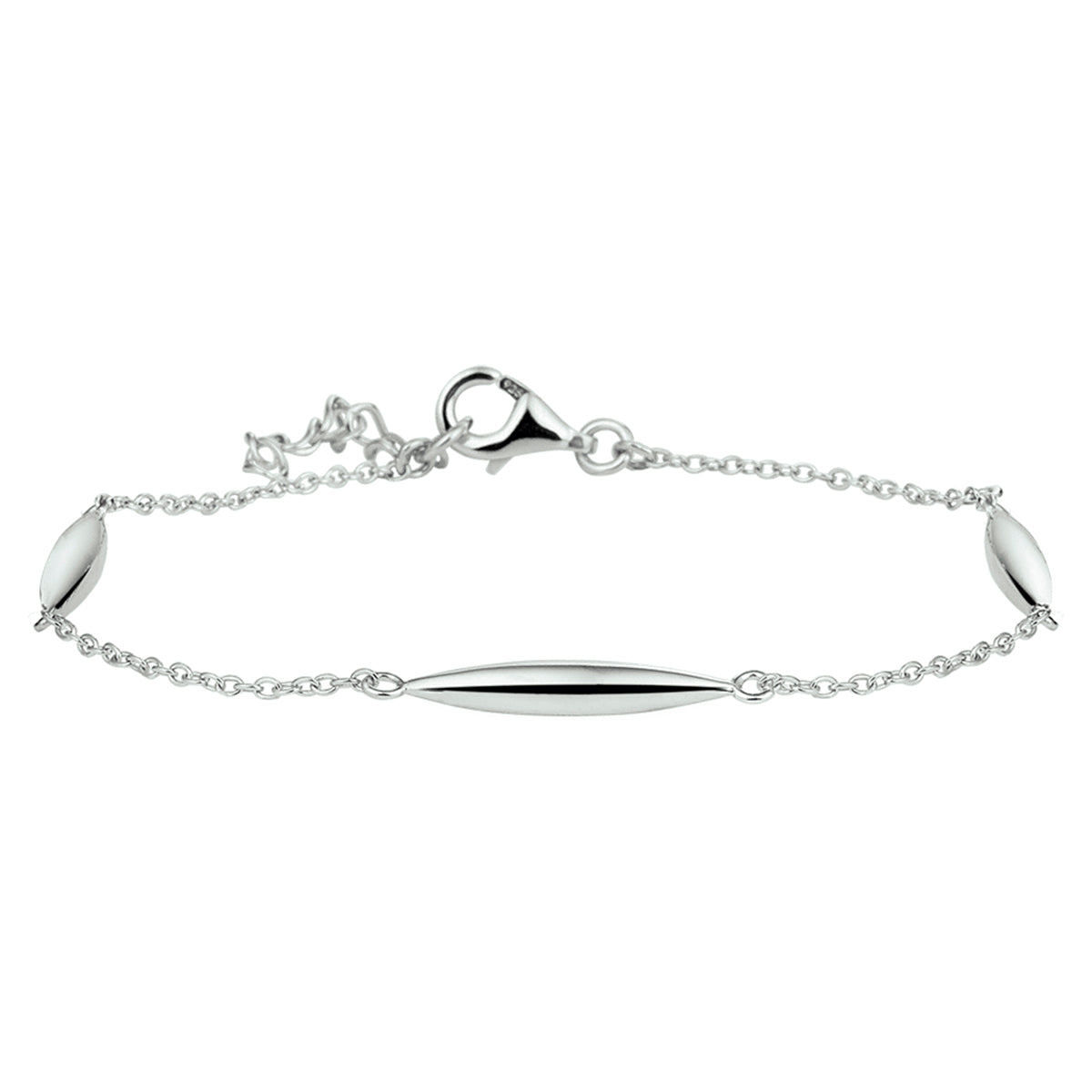 Armband 3,0 mm 16,5 + 2,5 cm zilver gerhodineerd