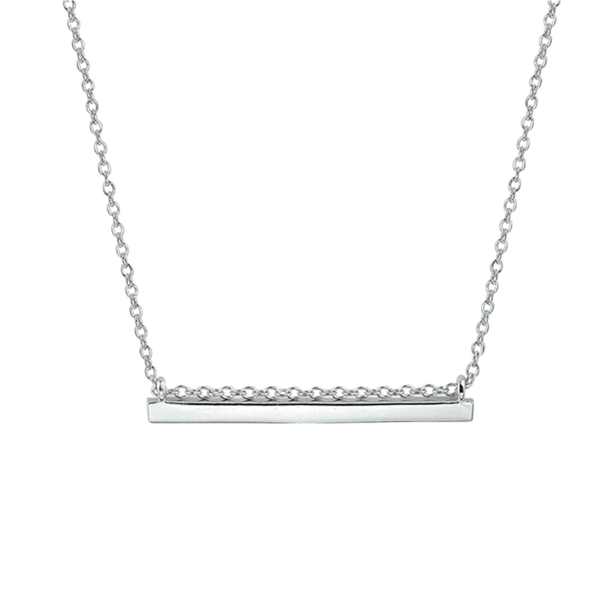 Collier balkje 41 + 4 cm zilver gerhodineerd