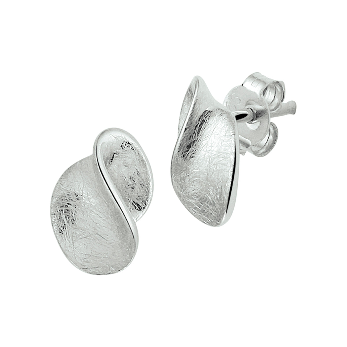 Oorknoppen gescratcht zilver gerhodineerd