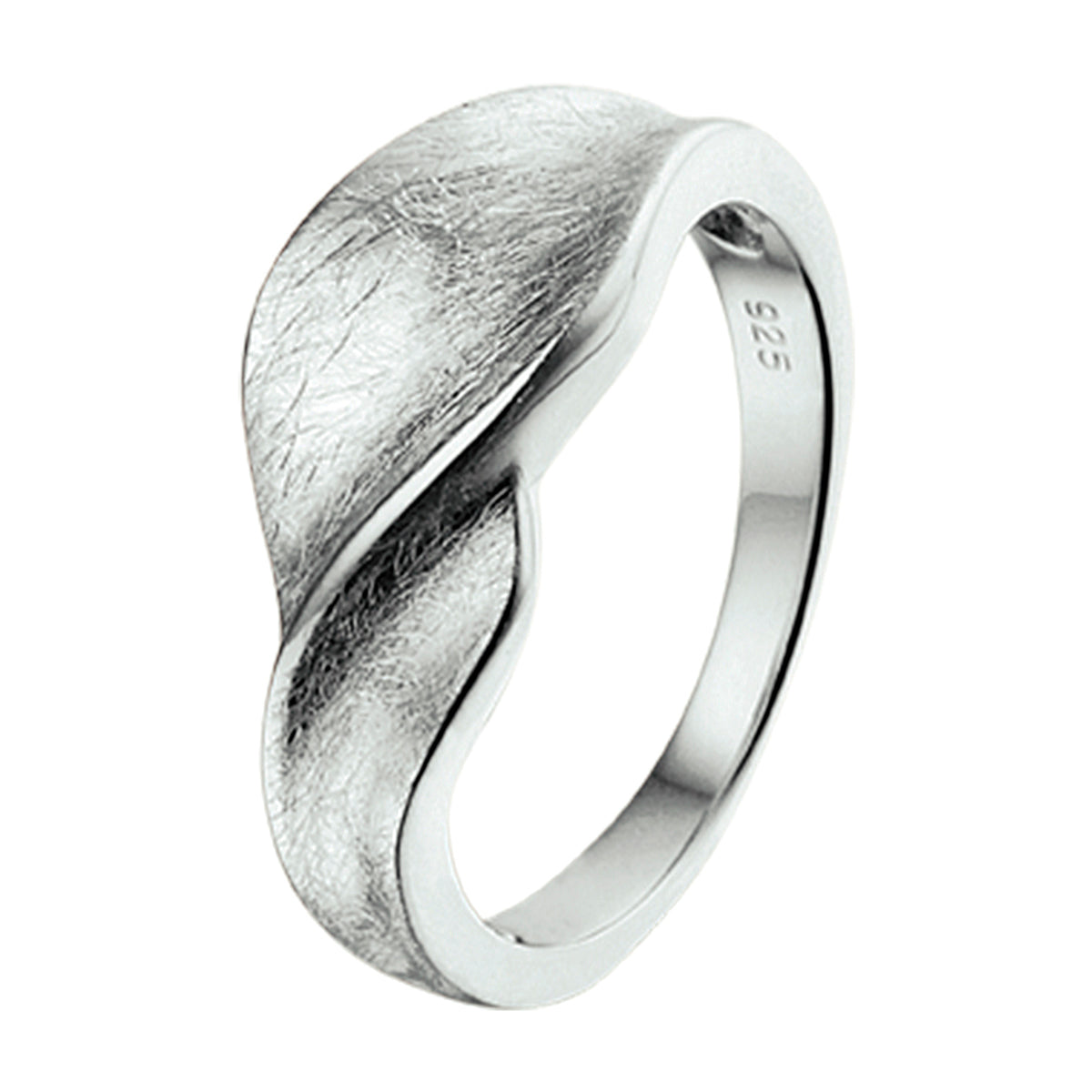 Ring gescratcht poli/mat zilver gerhodineerd