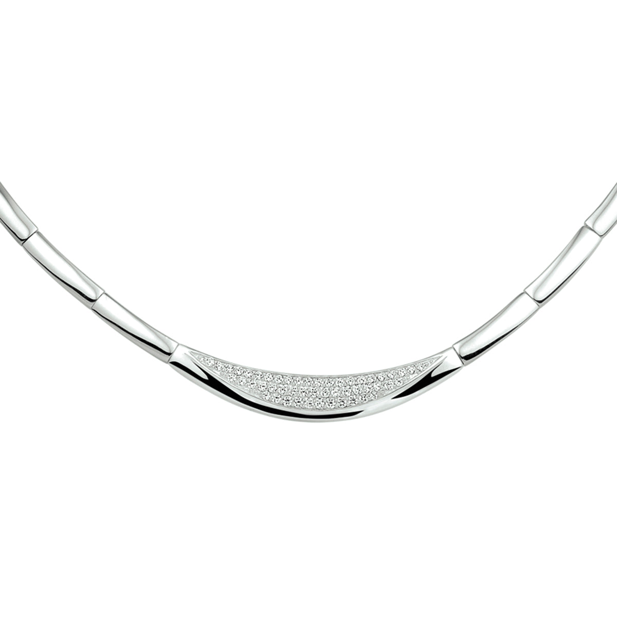 Collier zirkonia zilver gerhodineerd