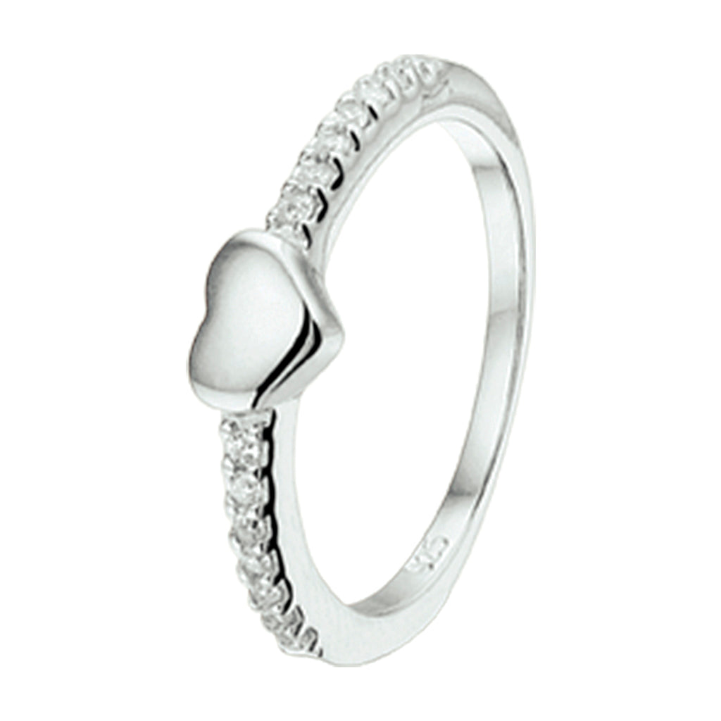 Ring hart zirkonia zilver gerhodineerd