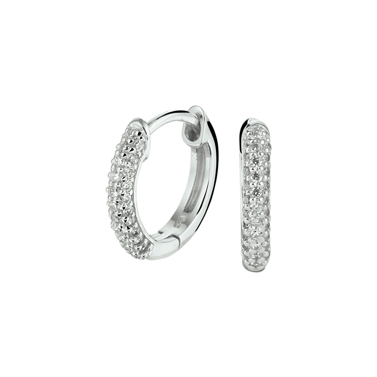 Klapoorringen zirkonia zilver gerhodineerd