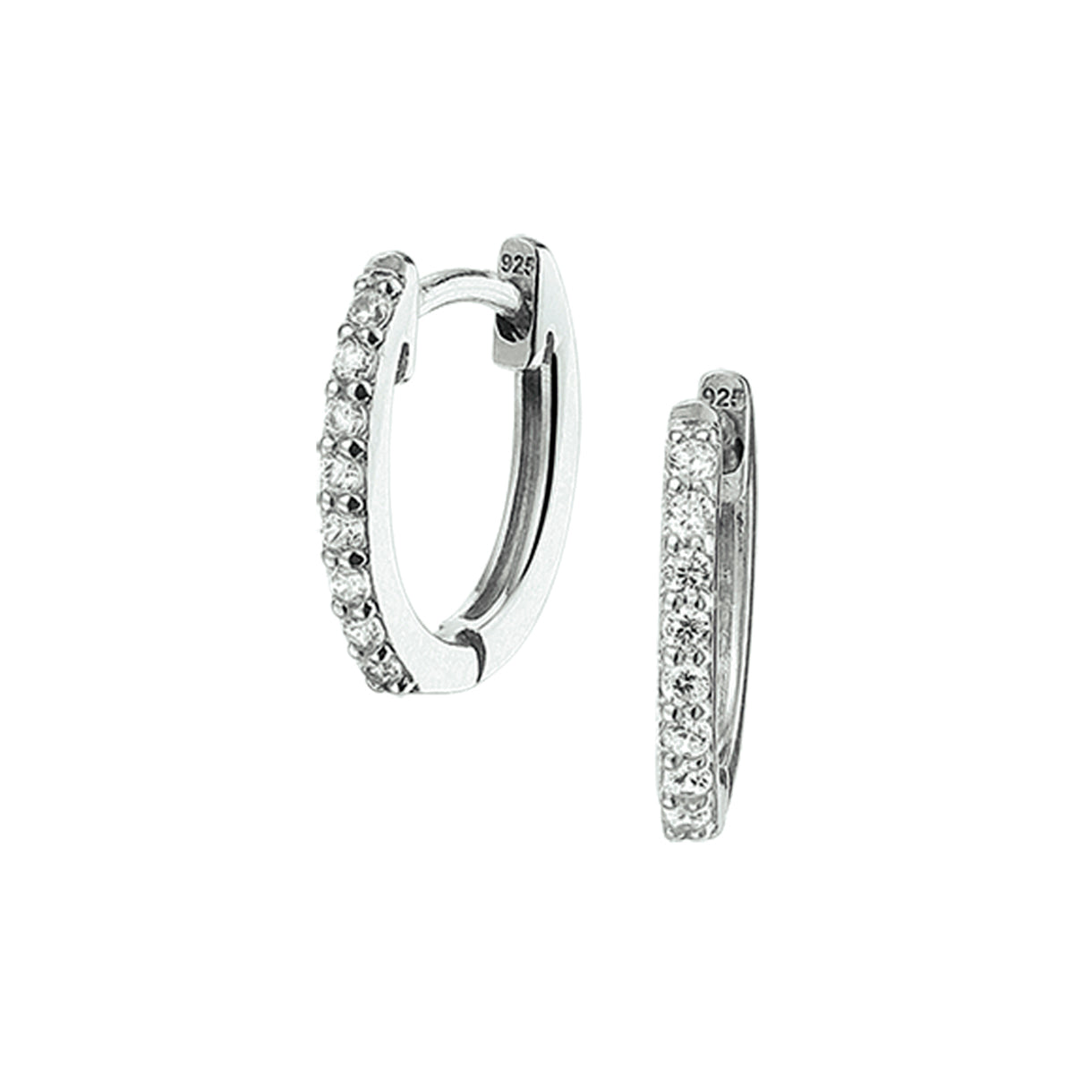 Klapoorringen zirkonia zilver gerhodineerd