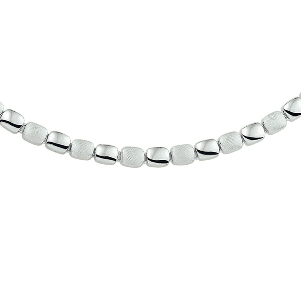 Collier poli/mat 42 + 3 cm zilver gerhodineerd