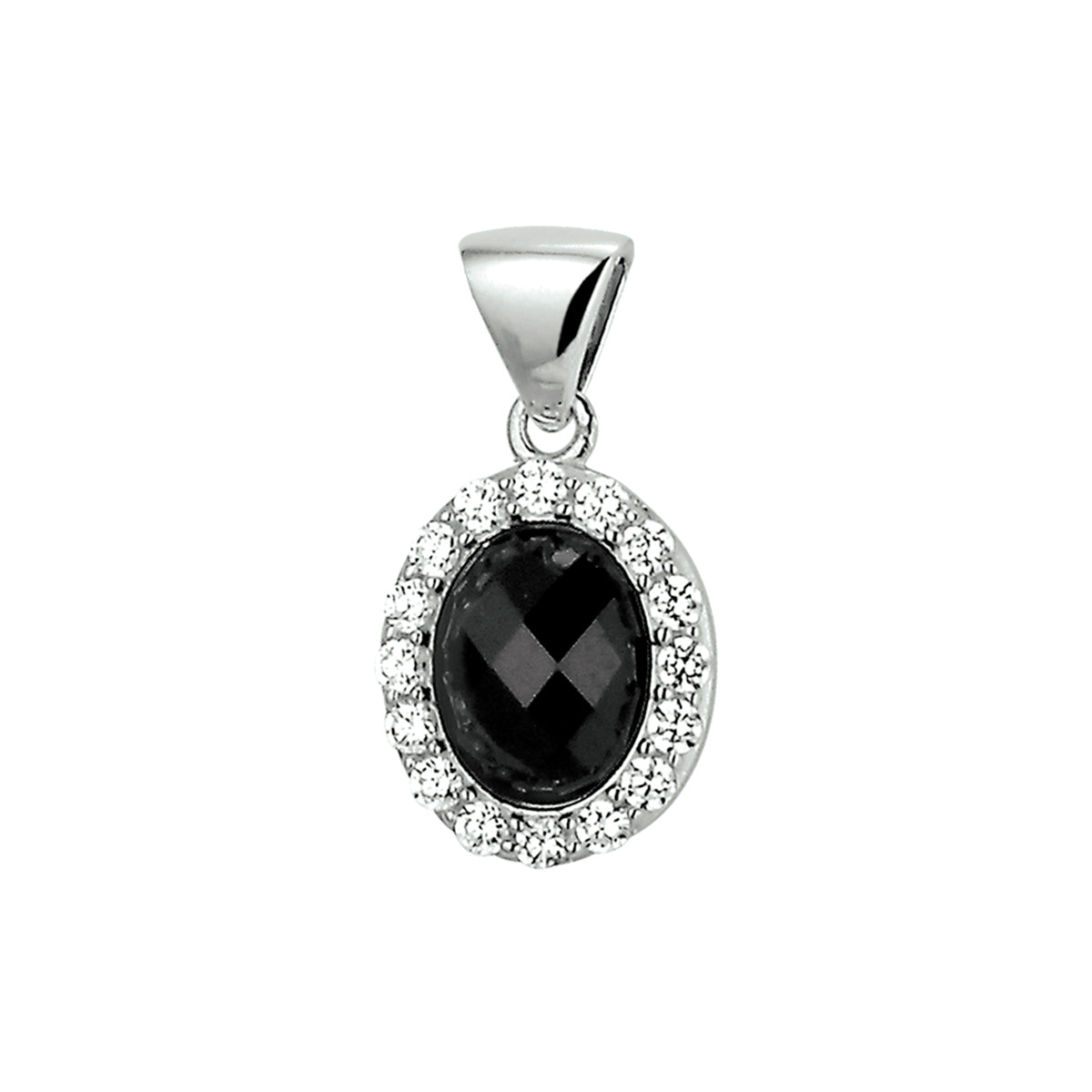 Hanger onyx en zirkonia zilver gerhodineerd