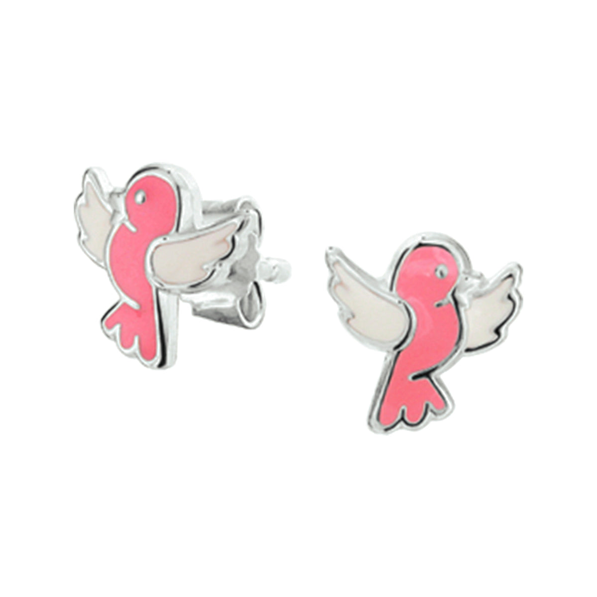 Oorknoppen vogel zilver gerhodineerd