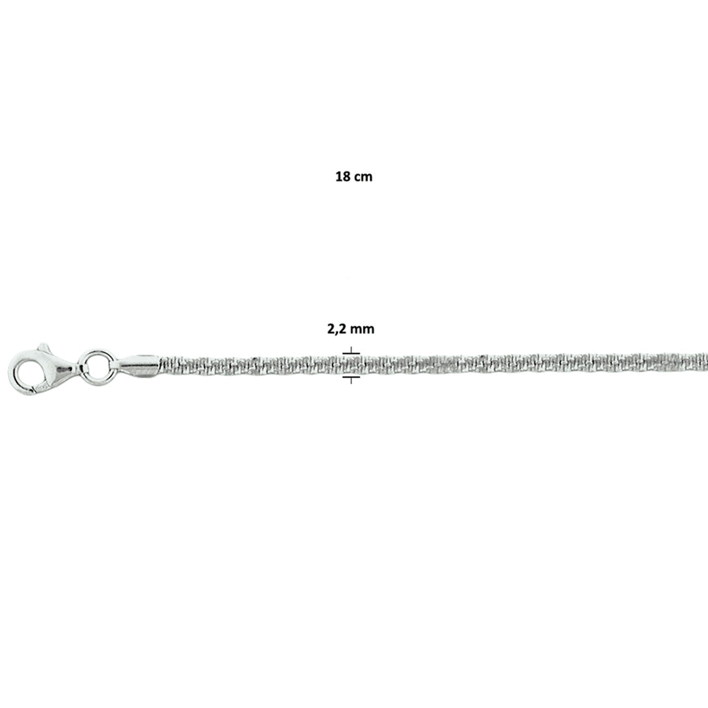 Armband fantasie 2,2 mm zilver gerhodineerd