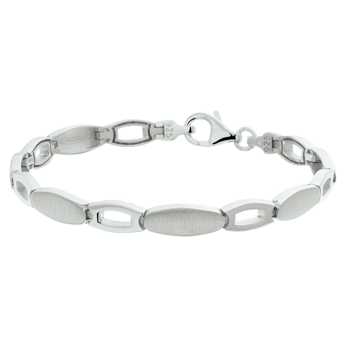 Armband poli/mat 5,7 mm zilver gerhodineerd