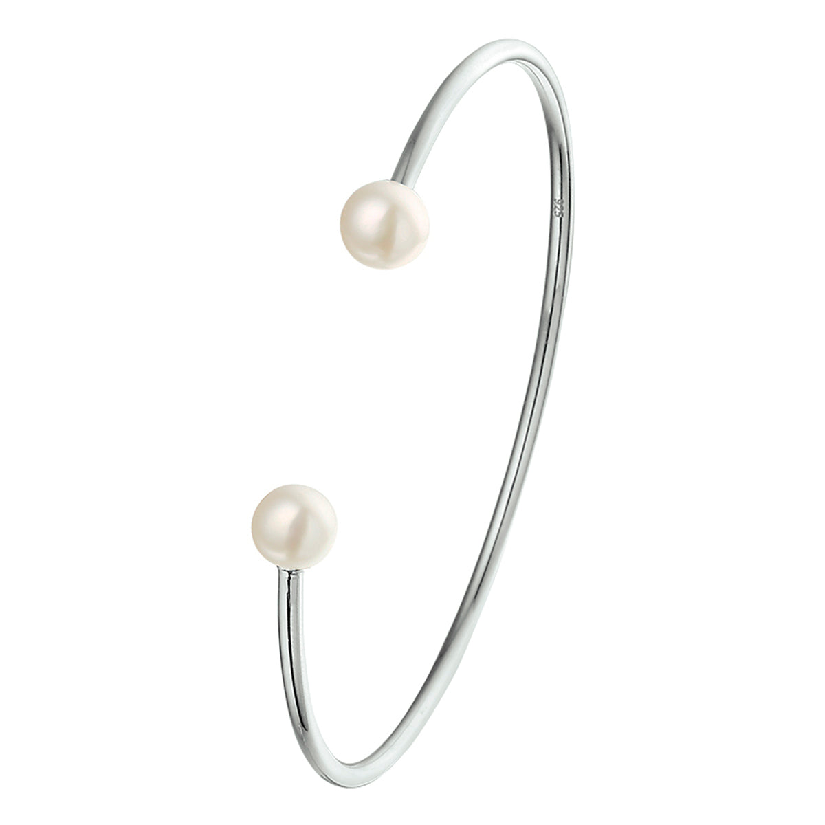 Armband spang parel 6,5 x 60 mm zilver gerhodineerd