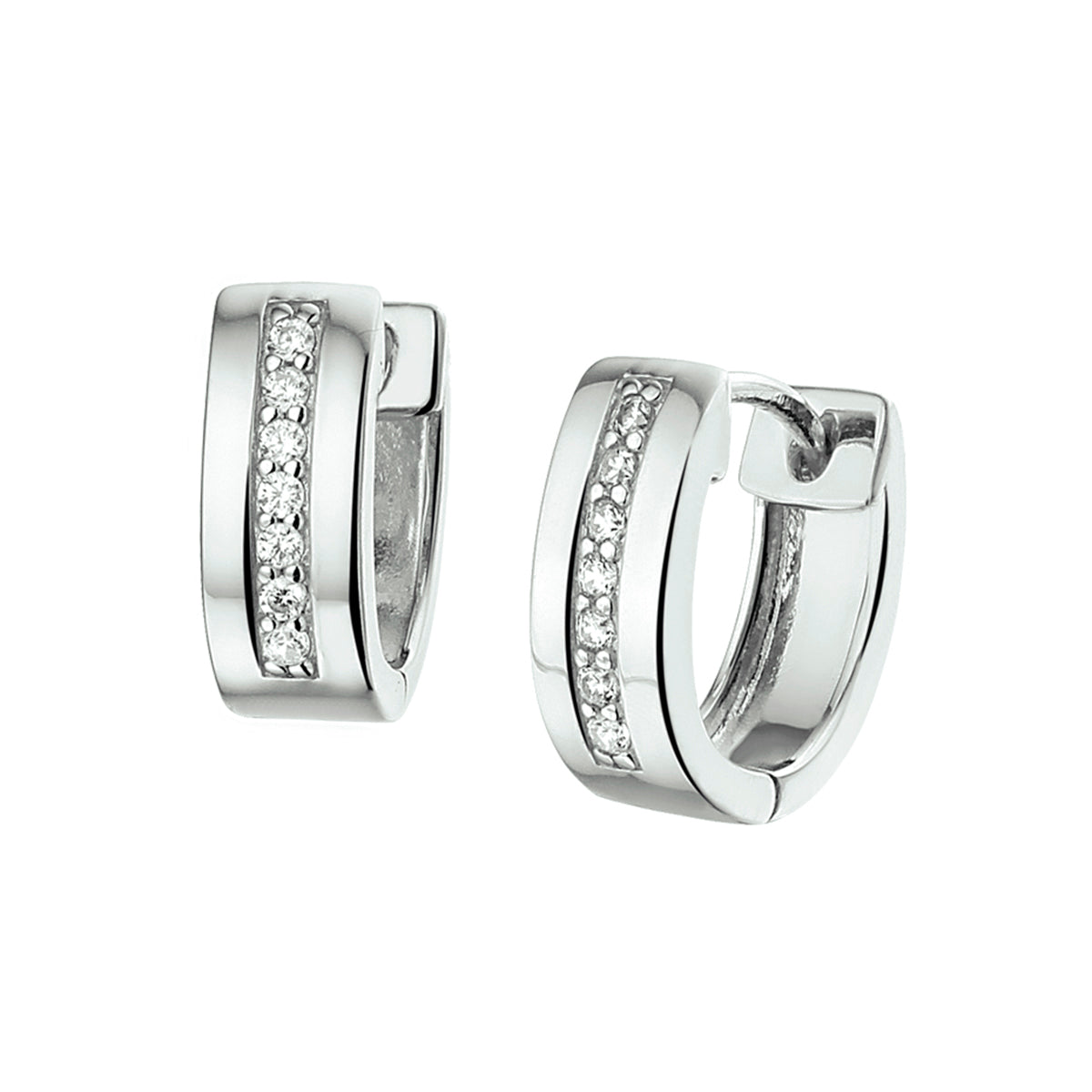 Klapoorringen zirkonia zilver gerhodineerd