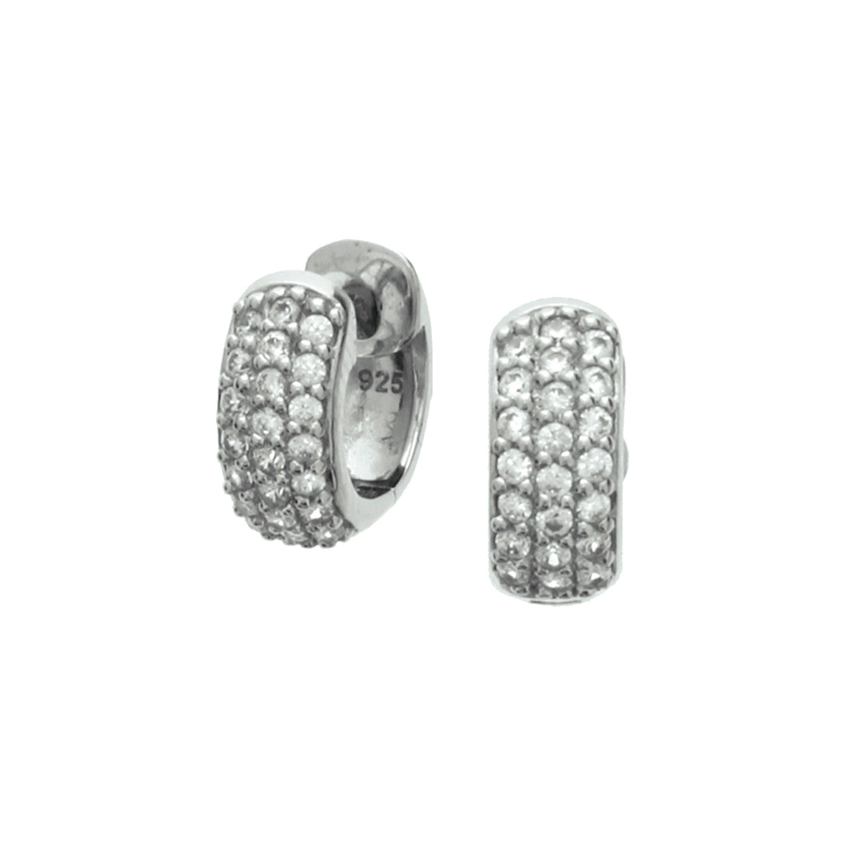 Klapoorringen zirkonia zilver gerhodineerd