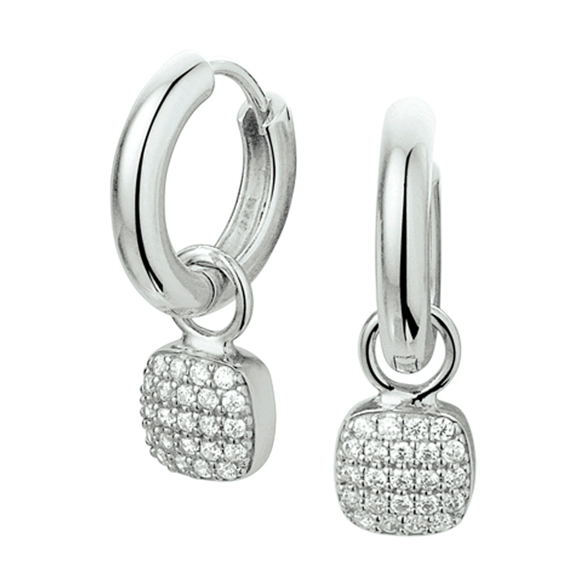 Klapoorringen zirkonia zilver gerhodineerd