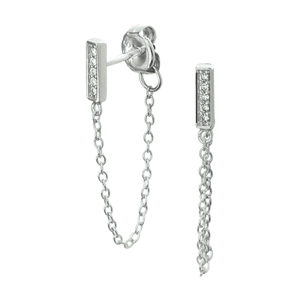 Oorhangers balkje zirkonia zilver gerhodineerd