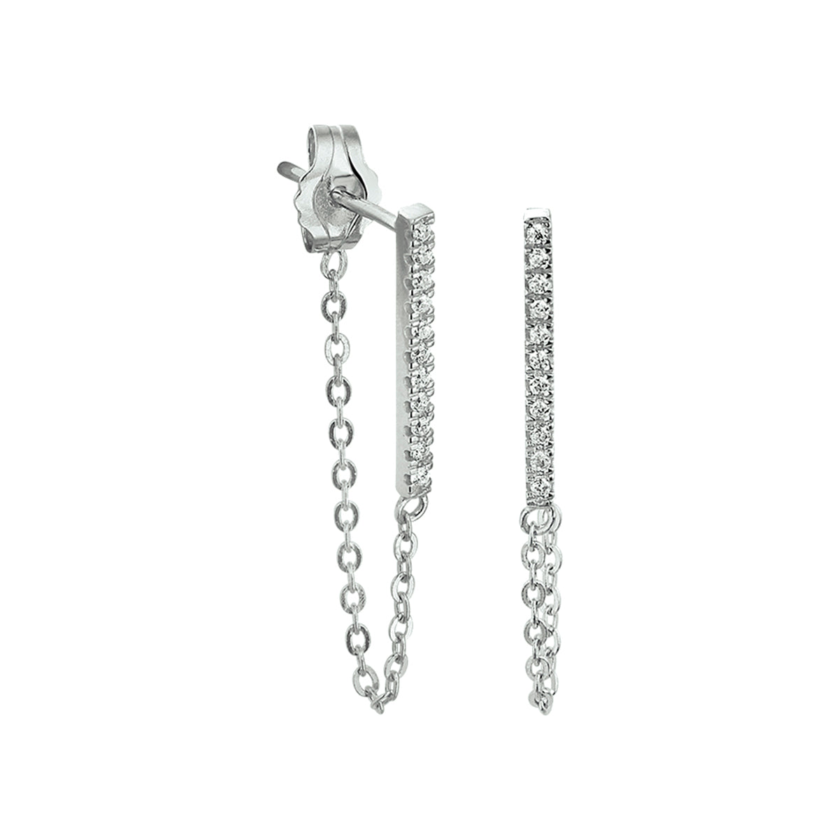 Oorhangers zirkonia zilver gerhodineerd