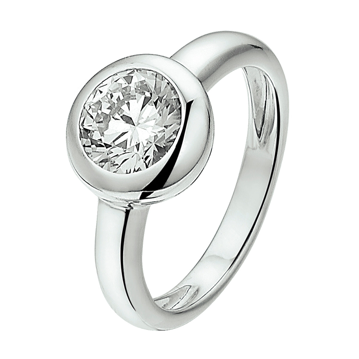 Ring zirkonia zilver gerhodineerd