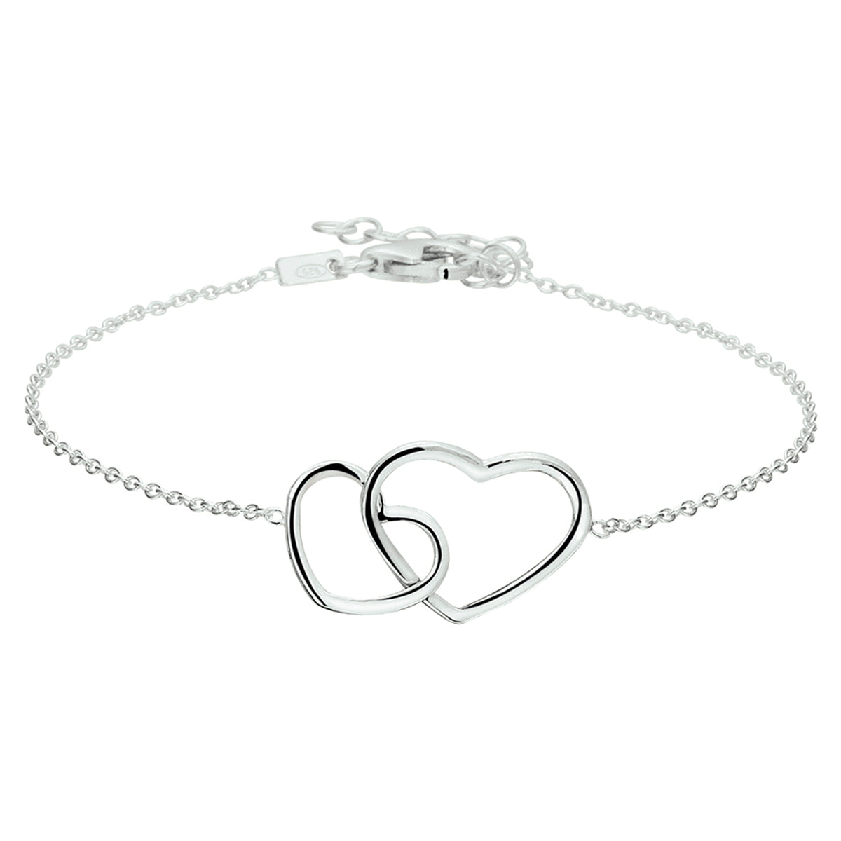 Armband hart 16 + 3 cm zilver gerhodineerd