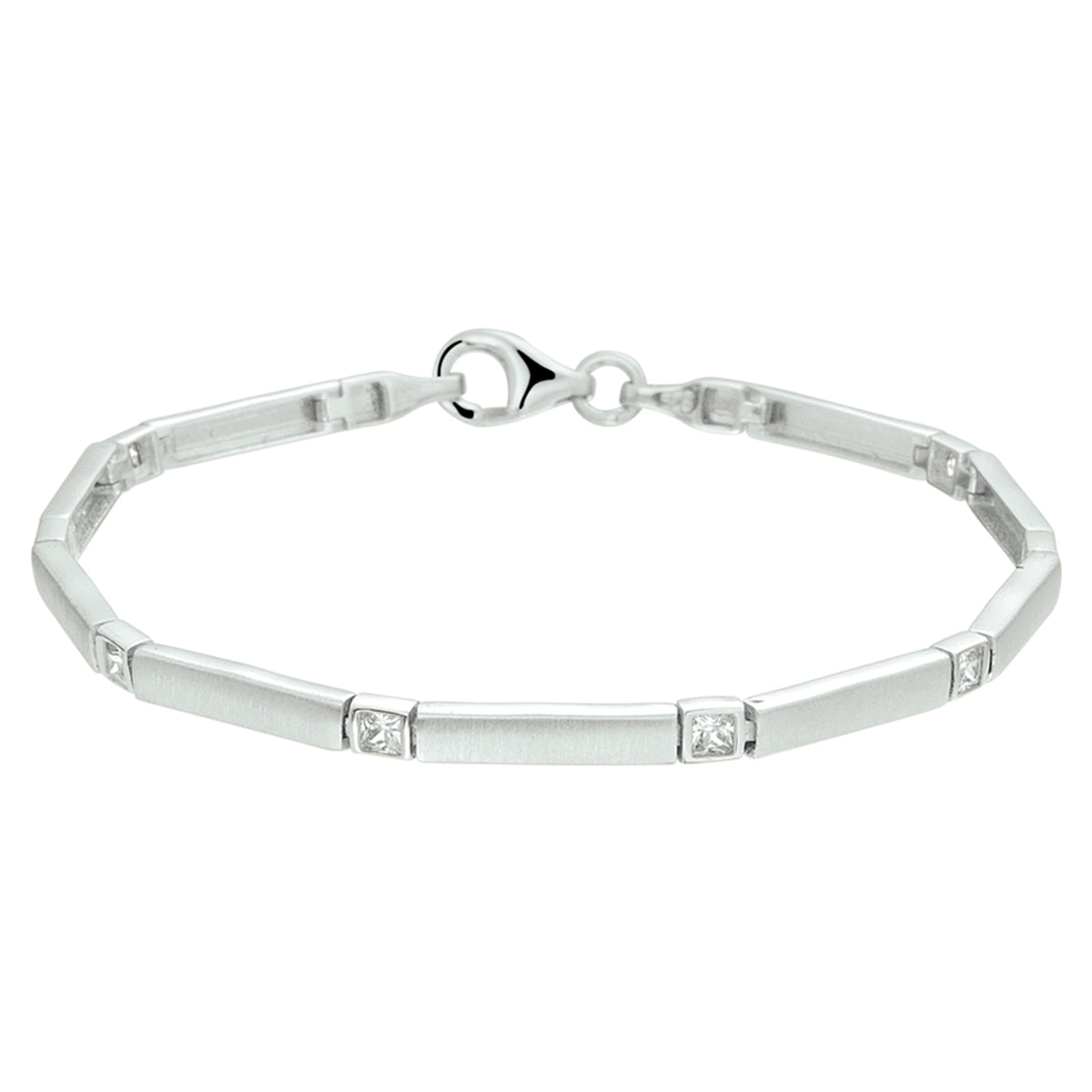 Armband poli/mat zirkonia 3,3 mm 19 cm zilver gerhodineerd