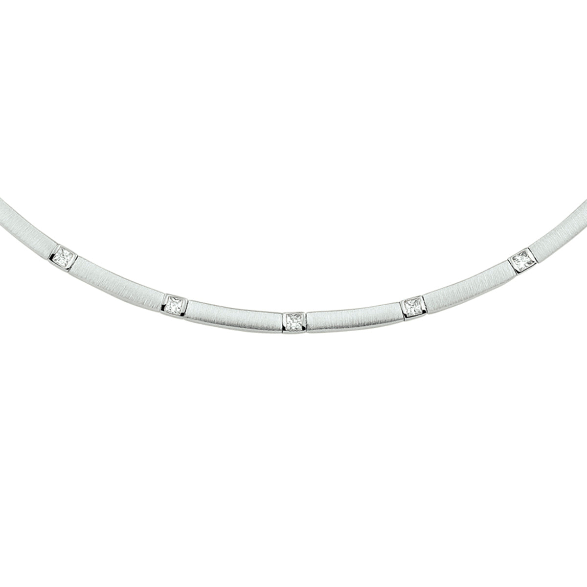 Collier poli/mat zirkonia 3,3 mm 43 cm zilver gerhodineerd