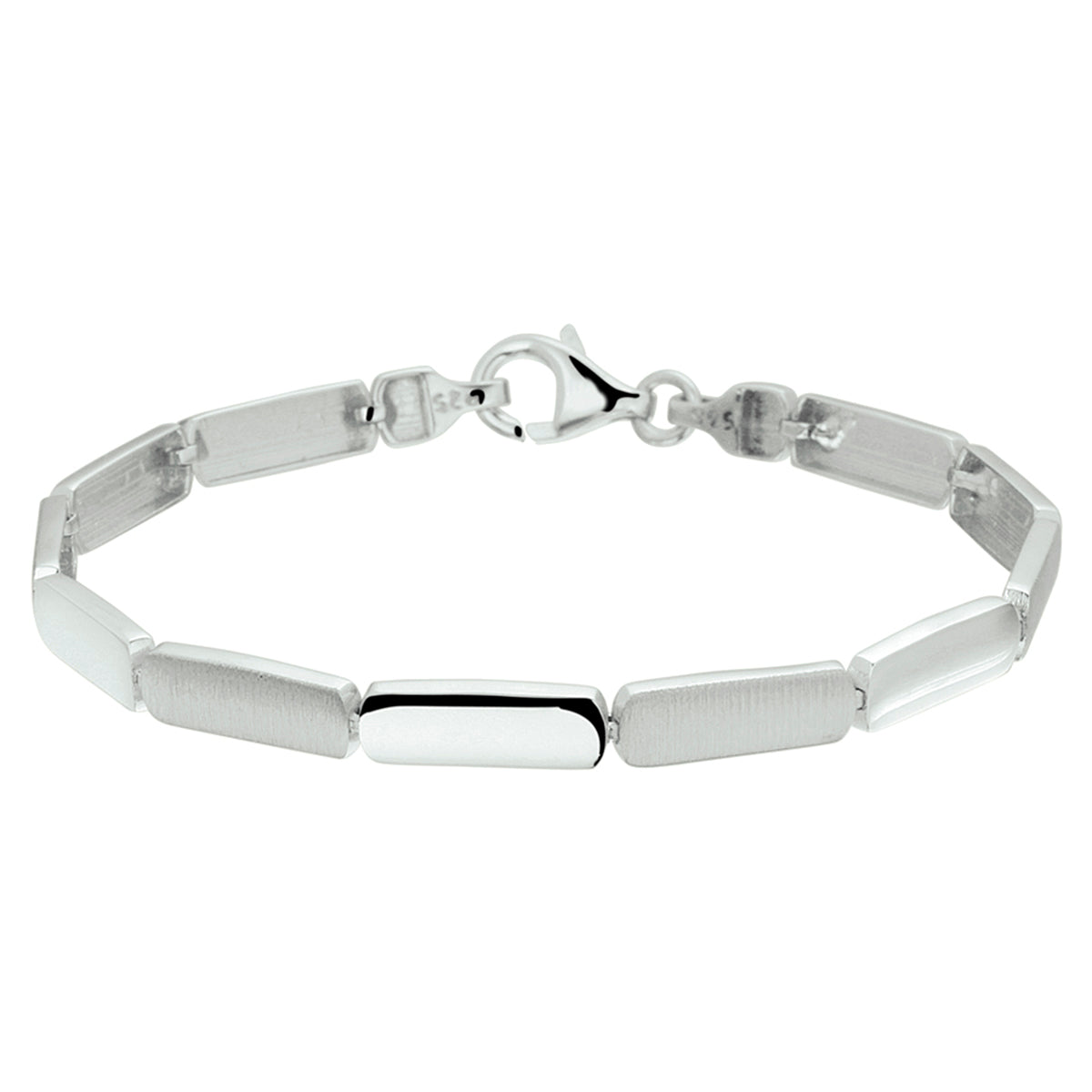Armband poli/mat 5,2 mm 19 cm zilver gerhodineerd