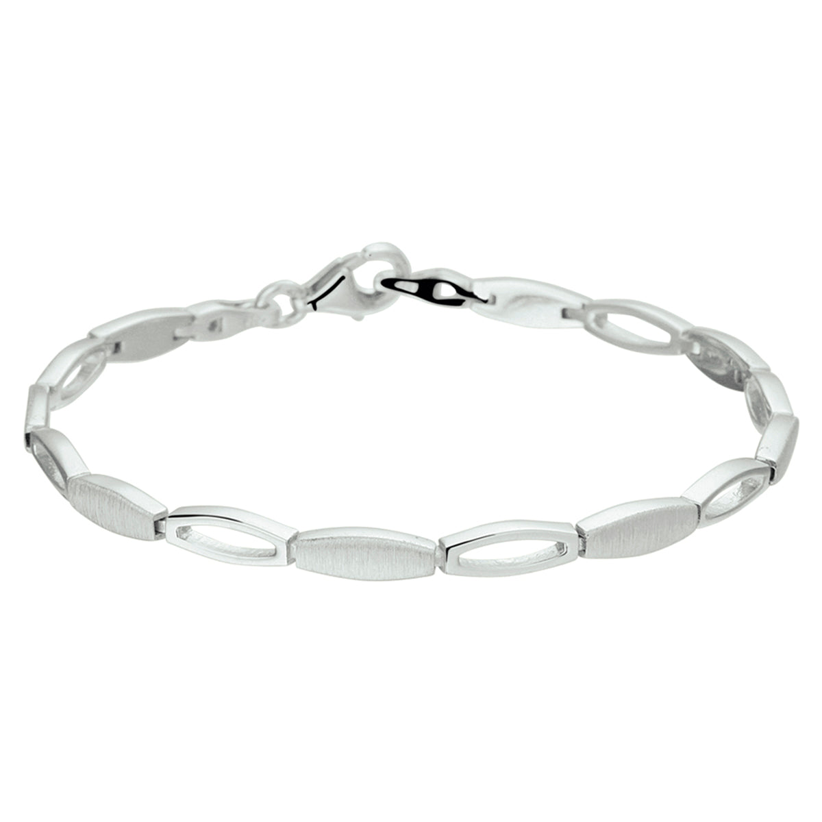 Armband poli/mat 4,2 mm 19 cm zilver gerhodineerd