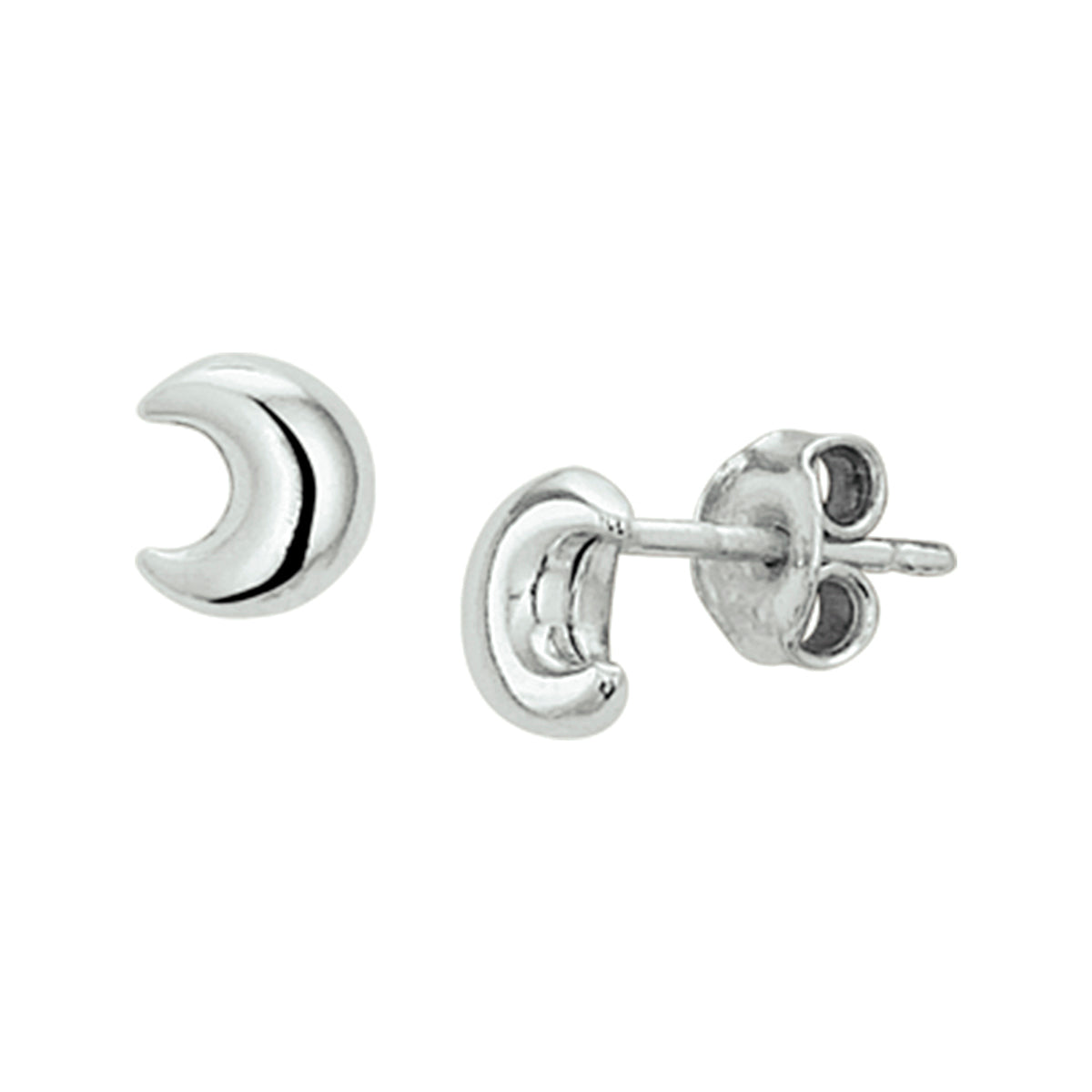 Oorknoppen halve maan zilver gerhodineerd