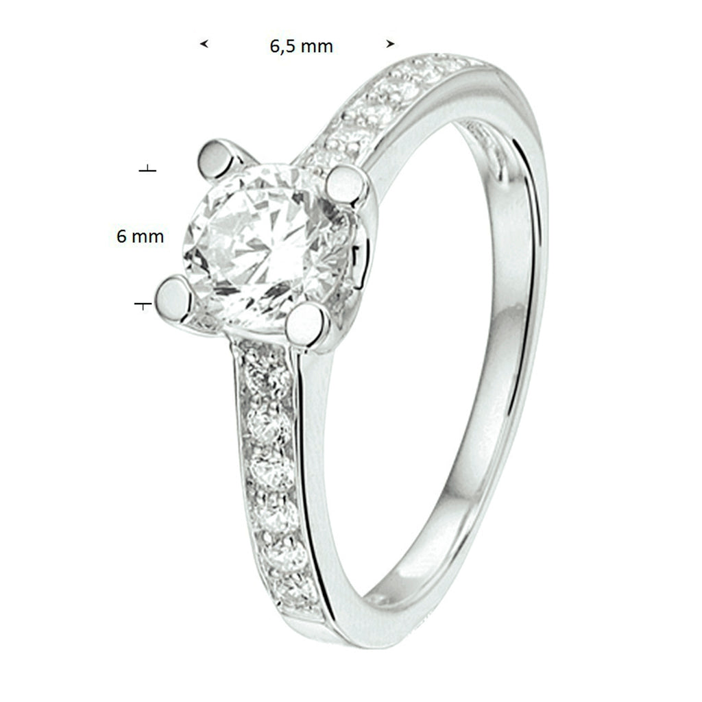 Ring zirkonia zilver gerhodineerd