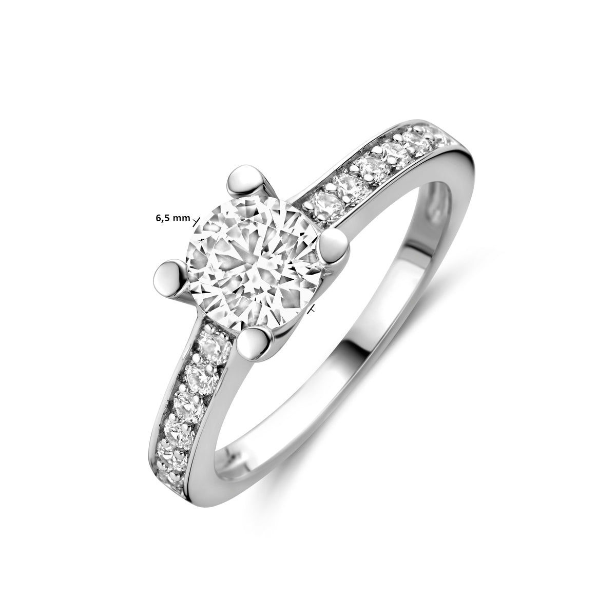 Ring zirkonia zilver gerhodineerd