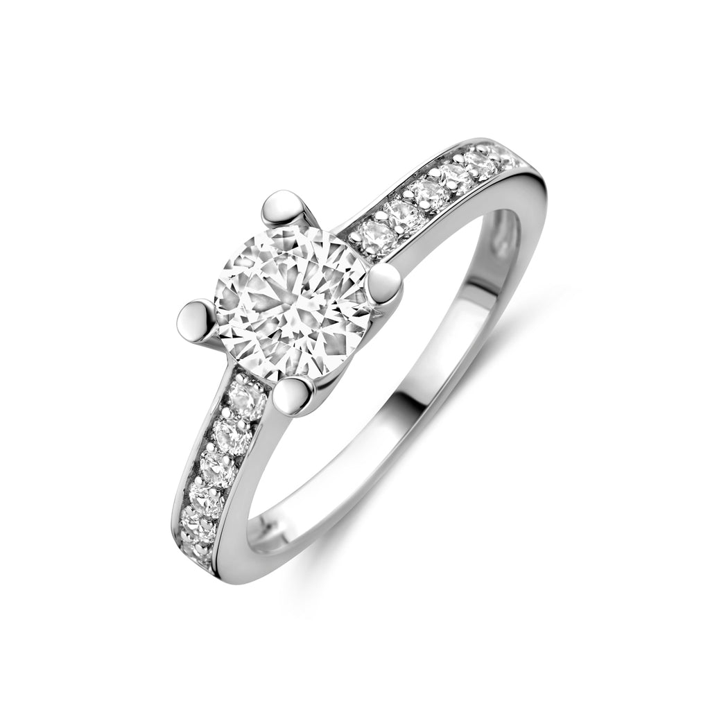 Ring zirkonia zilver gerhodineerd