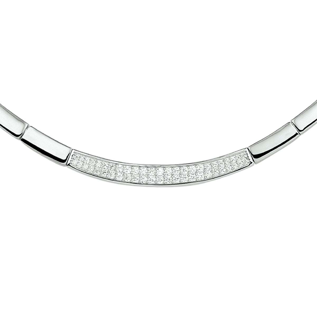Collier zirkonia 6,5 mm 43 + 3 cm zilver gerhodineerd