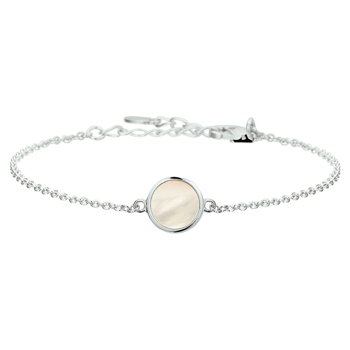 Armband parelmoer 17 + 2 cm zilver gerhodineerd