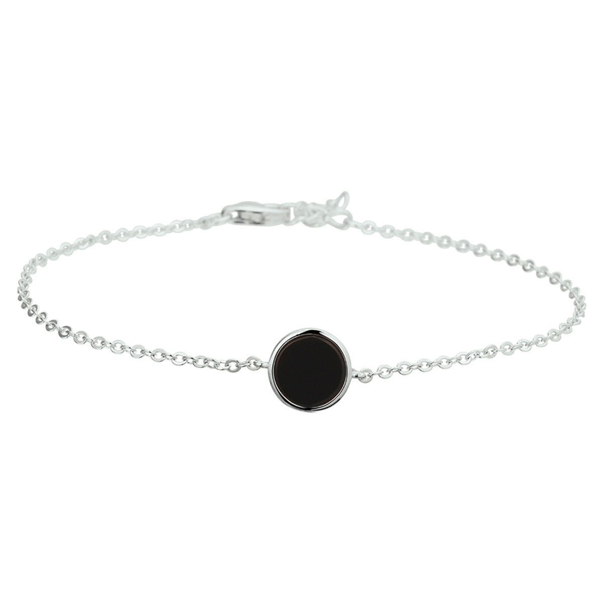 Armband onyx 17 + 2 cm zilver gerhodineerd