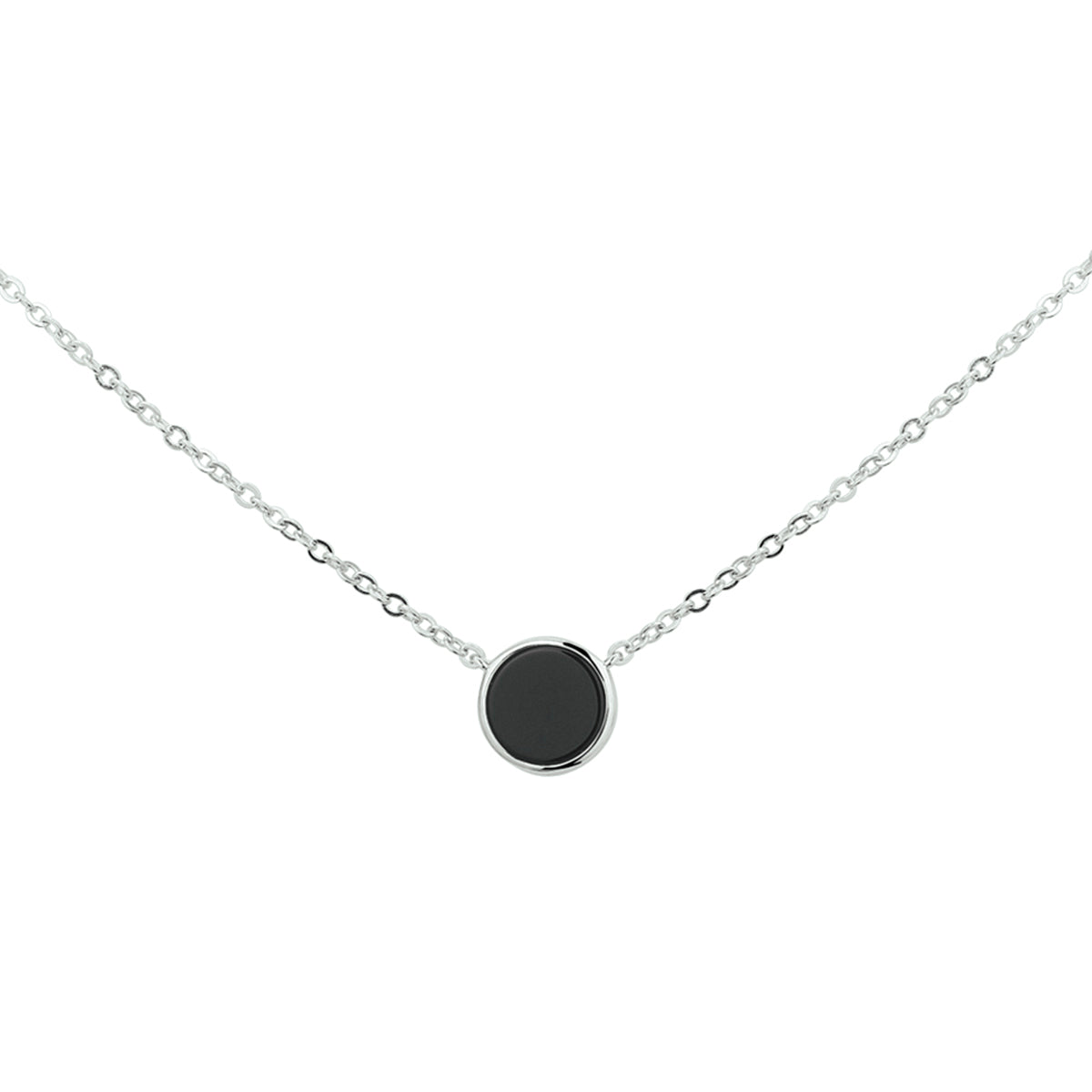 Collier onyx 42 + 3 cm zilver gerhodineerd