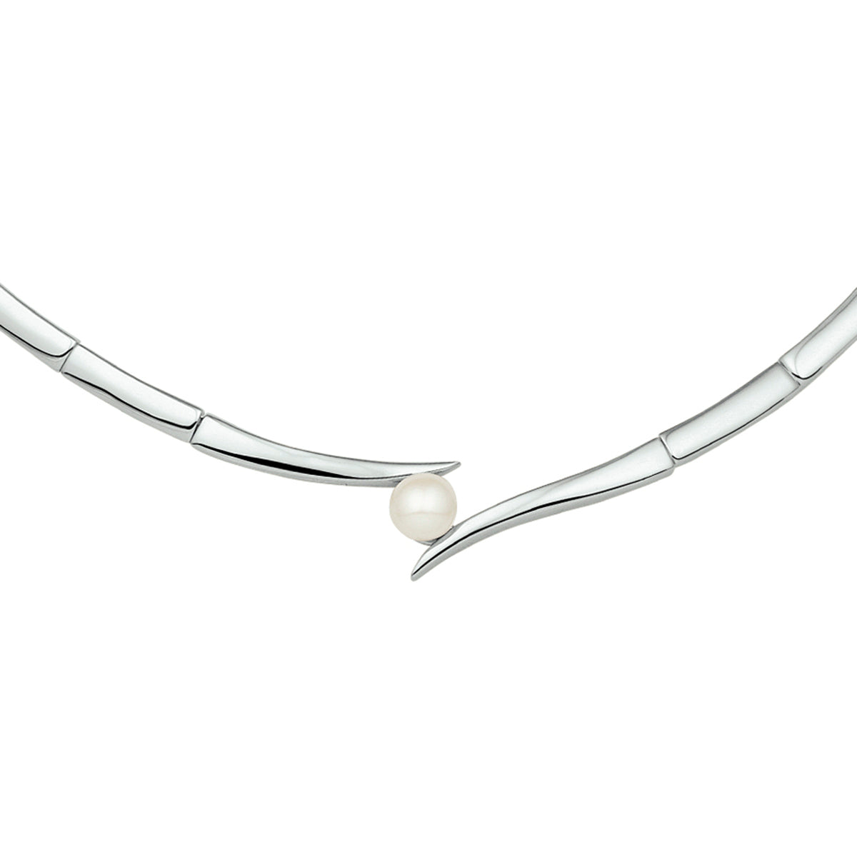 Collier tussenstuk parel 42 + 3 cm zilver gerhodineerd