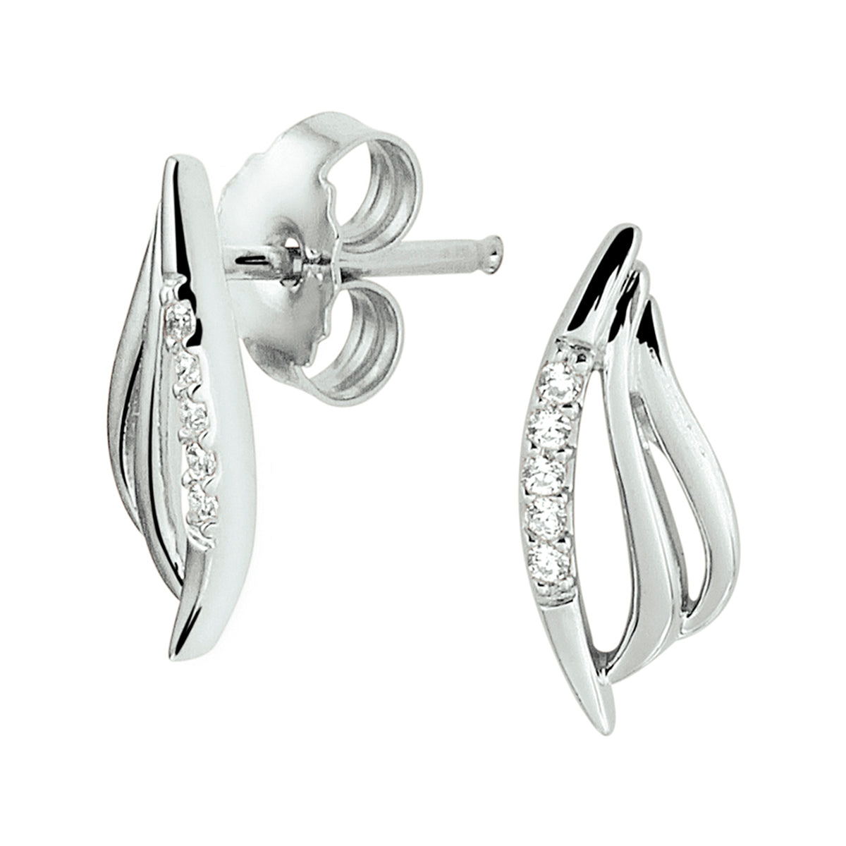 Oorknoppen zirkonia zilver gerhodineerd