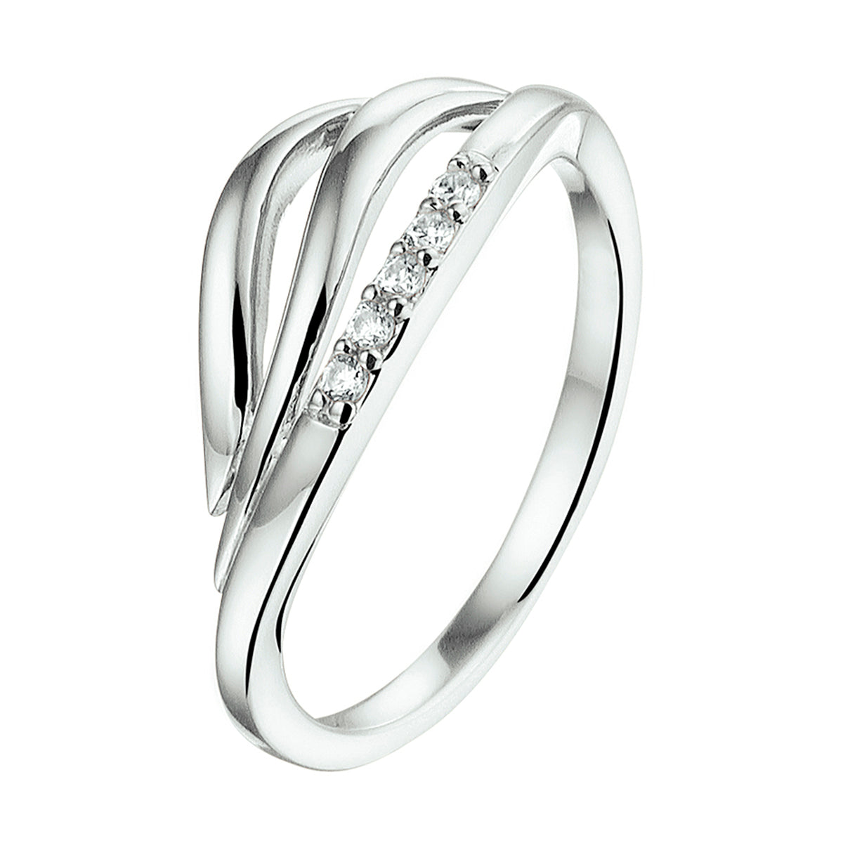 Ring zirkonia zilver gerhodineerd