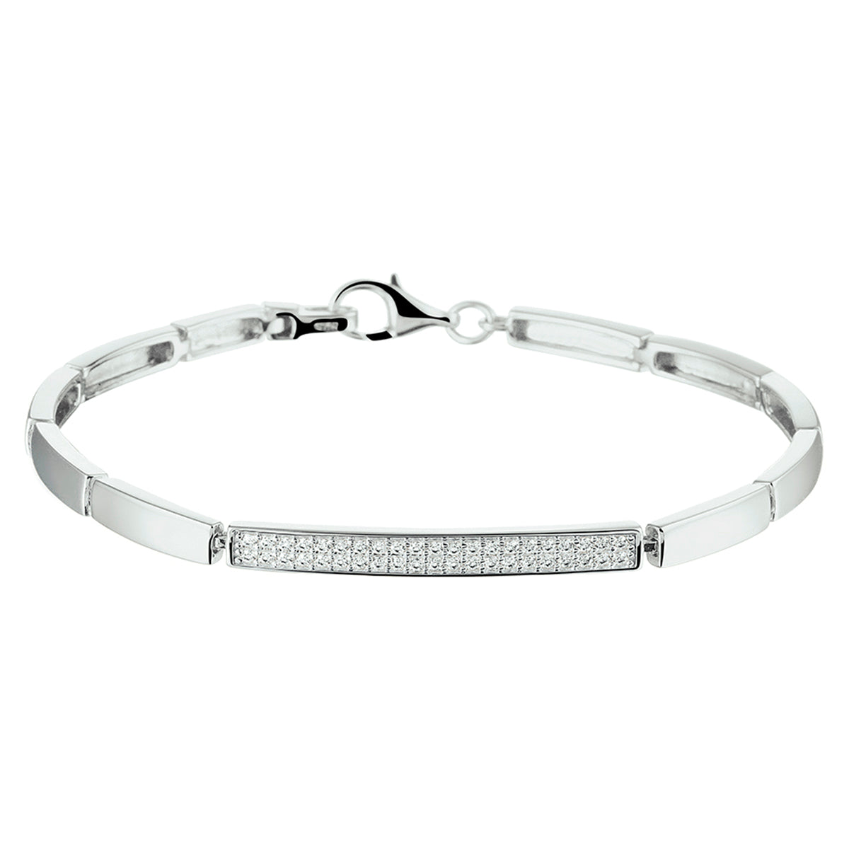 Armband zirkonia 18,5 cm zilver gerhodineerd