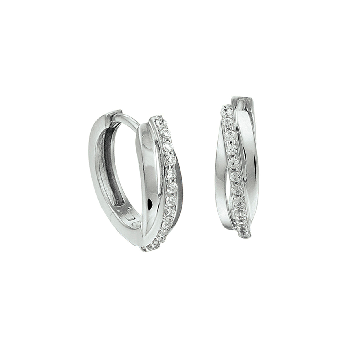 Klapoorringen zirkonia zilver gerhodineerd