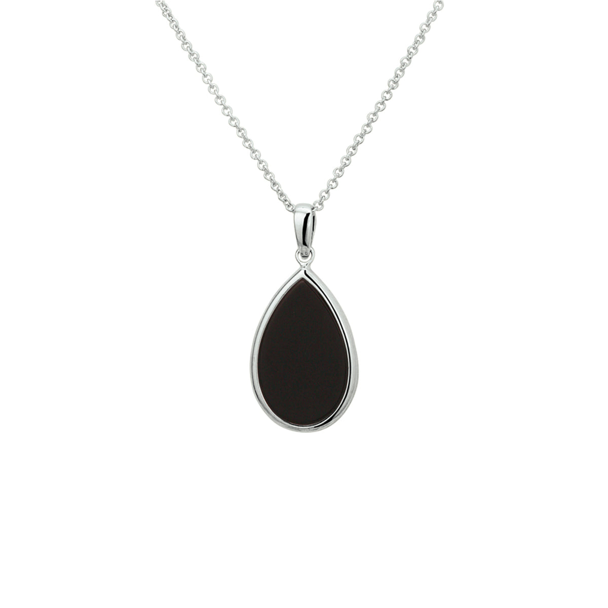 Collier onyx 42 + 3 cm zilver gerhodineerd
